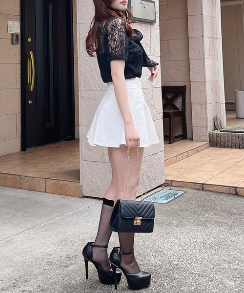 MIIA（ミーア）の「フロントポケットミニスカート（スカート・レディース・ブラック/オフホワイト・FREE）」の11枚目の写真