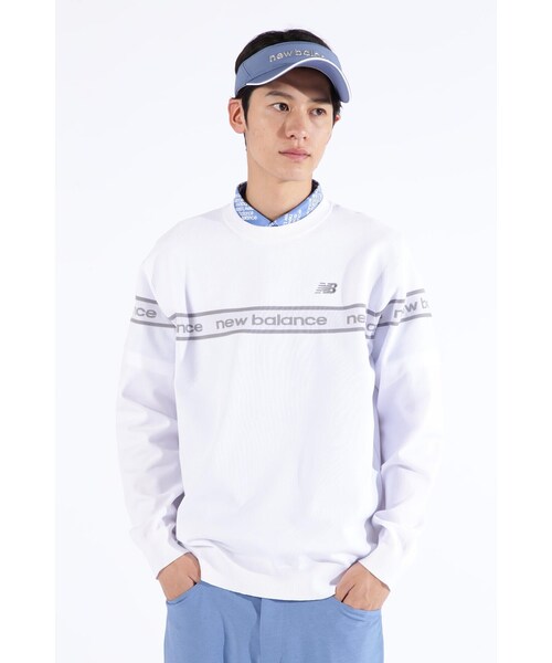 New Balance Golf(ニューバランスゴルフ)の「【new balance golf】ロゴ×ガーター×プレーン クルーネック ニット プルオーバー (MENS SPORT)(ニット/セーター・メンズ・ホワイト/ブラック・LARGE/X-LARGE/MEDIUM/XX-LARGE)」の1枚目の写真