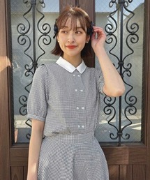 サッカーギンガムクレリックブラウス/fint