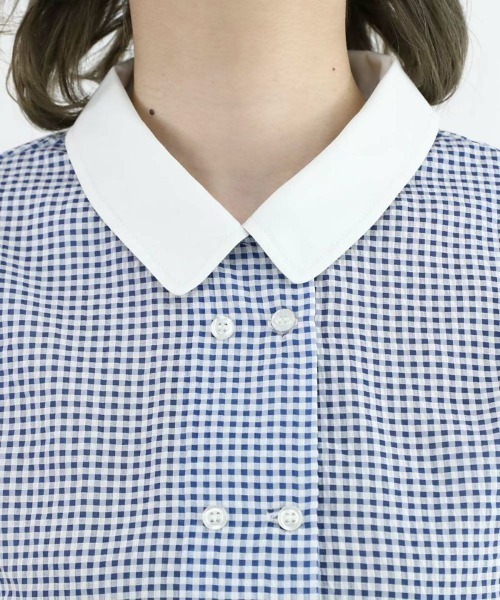 F i.n.t（フィント）の「サッカーギンガムクレリックブラウス/fint（シャツ/ブラウス・レディース・ブラック×ホワイト/ホワイト×ブルー・FREE）」の11枚目の写真