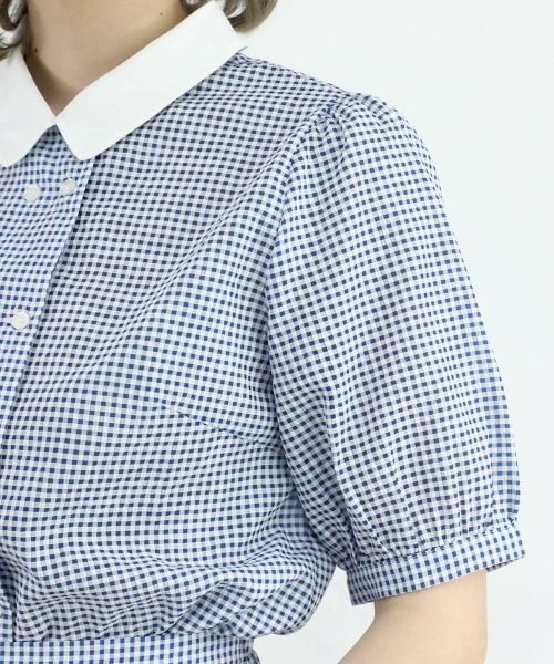 F i.n.t（フィント）の「サッカーギンガムクレリックブラウス/fint（シャツ/ブラウス・レディース・ブラック×ホワイト/ホワイト×ブルー・FREE）」の12枚目の写真