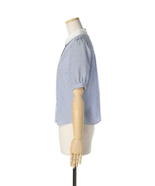 F i.n.t（フィント）の「サッカーギンガムクレリックブラウス/fint（シャツ/ブラウス・レディース・ブラック×ホワイト/ホワイト×ブルー・FREE）」の3枚目の写真