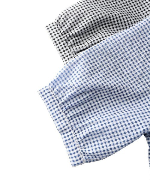 F i.n.t（フィント）の「サッカーギンガムクレリックブラウス/fint（シャツ/ブラウス・レディース・ブラック×ホワイト/ホワイト×ブルー・FREE）」の7枚目の写真