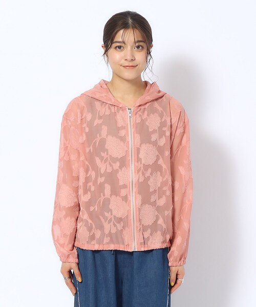 Cutie Blonde（キューティーブロンド）の「◆花柄シアーZIPパーカ（カーディガン/ボレロ・レディース・ブラック/アイボリー/ベビーピンク・02/03/04）」の16枚目の写真