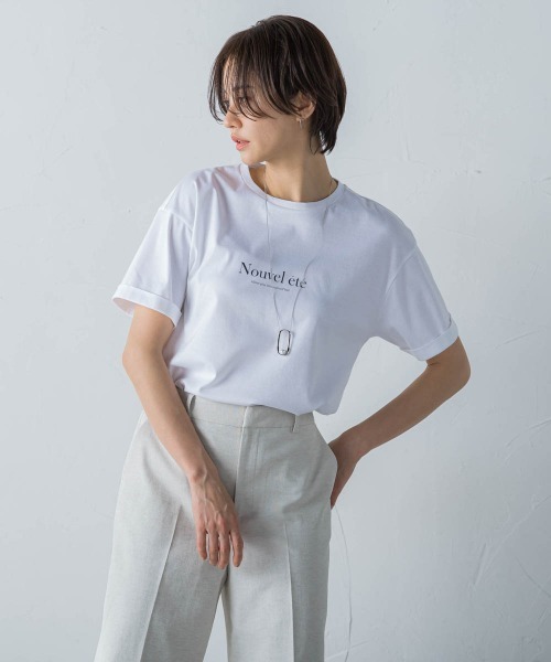 LAUTREAMONT(ロートレアモン)の「スムースロゴプリントTEE≪洗濯機で洗える≫(Tシャツ/カットソー・レディース・ブラック/ホワイト・11号/9号)」の1枚目の写真