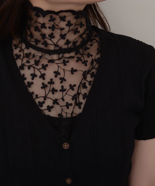 Mayree（メイリー）の「【resonance】フラワー刺繍 シアータートル/つけ襟【マルチウェイ/オケージョン】（付け襟・レディース・アイボリー/ブラック・FREE）」の10枚目の写真