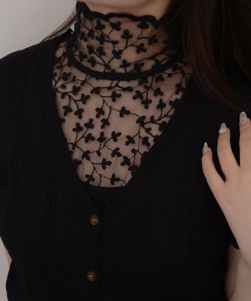 Mayree（メイリー）の「【resonance】フラワー刺繍 シアータートル/つけ襟【マルチウェイ/オケージョン】（付け襟・レディース・アイボリー/ブラック・FREE）」の9枚目の写真