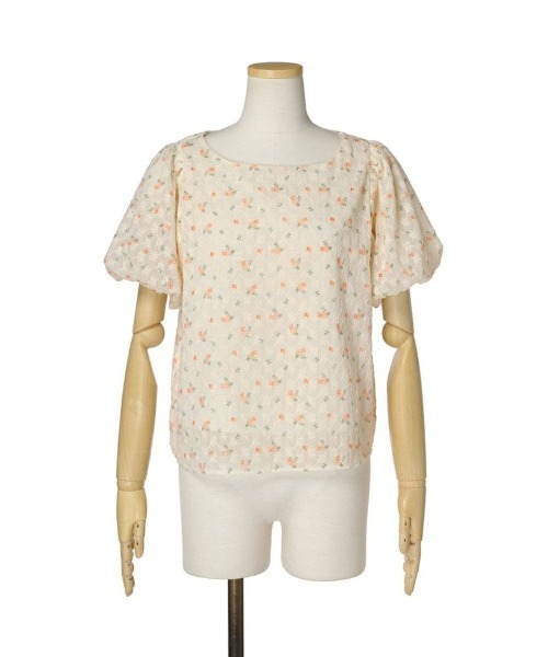 F i.n.t(フィント)の「花柄楊柳レースバルーンスリーブブラウス/F&A/fint(シャツ/ブラウス・レディース・オレンジ/ライトブルー・FREE)」の5枚目の写真