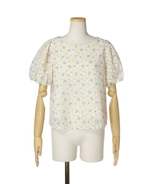 F i.n.t(フィント)の「花柄楊柳レースバルーンスリーブブラウス/F&A/fint(シャツ/ブラウス・レディース・オレンジ/ライトブルー・FREE)」の6枚目の写真