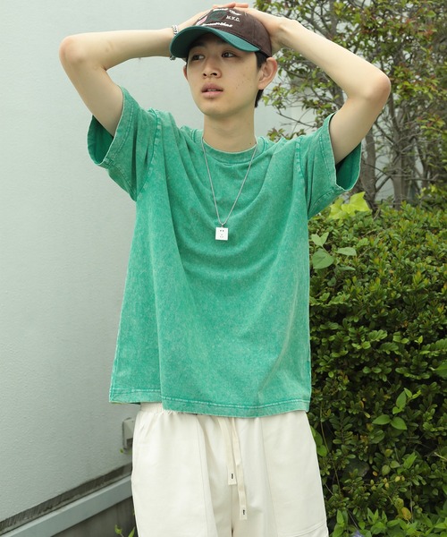 HOOK（フック）の「HOOK -select-  ベーシックウォッシュ半袖TEE　6.8オンス (SS)（Tシャツ/カットソー・メンズ・グリーン/ライトグレー/パープル/ベージュ/ブルー/ブラック/カーキ/チョコ・M/L/XL）」の6枚目の写真