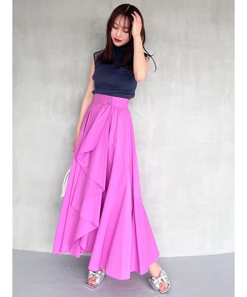 MERCURYDUO（マーキュリーデュオ）の「ランダムフレアアシメスカート（スカート・レディース・ピンク/ライム/ブラック・MEDIUM/SMALL）」の4枚目の写真