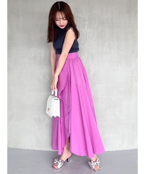 MERCURYDUO（マーキュリーデュオ）の「ランダムフレアアシメスカート（スカート・レディース・ピンク/ライム/ブラック・MEDIUM/SMALL）」の5枚目の写真