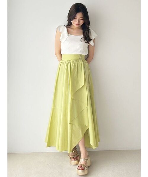 MERCURYDUO（マーキュリーデュオ）の「ランダムフレアアシメスカート（スカート・レディース・ピンク/ライム/ブラック・MEDIUM/SMALL）」の6枚目の写真