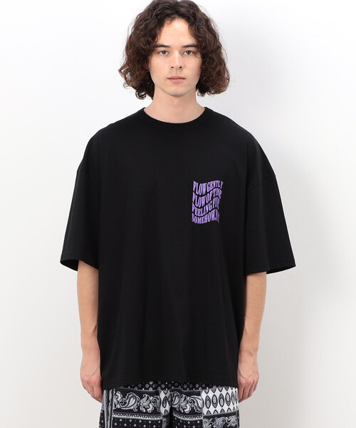 Tシャツ・カットソー PURPLE 'Trademark' T-shirt Yellow 刺繍×プリント長袖クルーネックTシャツ（Tシャツ/カットソー