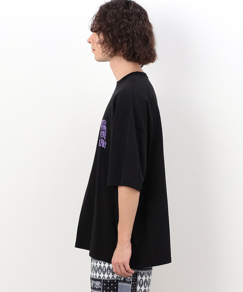 【PURPLE BLAND】ワードマークTシャツ 半袖 クラックルプリント セール】メッセージプリント半袖Tシャツ（Tシャツ/カットソー