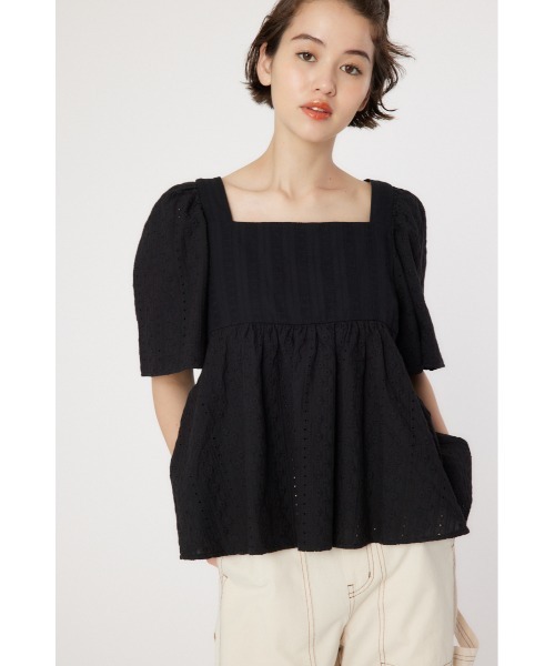 RODEO CROWNS WIDE BOWL（ロデオクラウンズワイドボウル）の「バックリボンフレアトップス（シャツ/ブラウス・レディース・オフホワイト/オレンジ系その他/ブラック・FREE）」の3枚目の写真