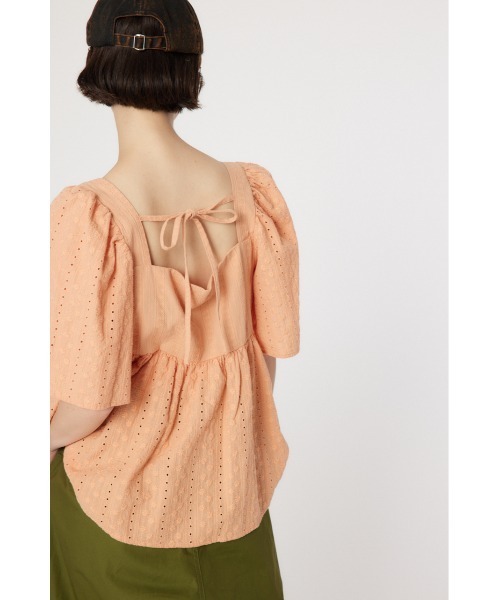 RODEO CROWNS WIDE BOWL（ロデオクラウンズワイドボウル）の「バックリボンフレアトップス（シャツ/ブラウス・レディース・オフホワイト/オレンジ系その他/ブラック・FREE）」の6枚目の写真