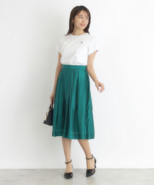 index(インデックス)の「◆《5color》UV ワンポイント刺繍デザインTシャツ【接触冷感/洗濯機洗い可】(Tシャツ/カットソー・レディース・ナチュラル/オフホワイト/ブラック/チャコールグレー/ライトブルー・36/38/40/42)」の8枚目の写真