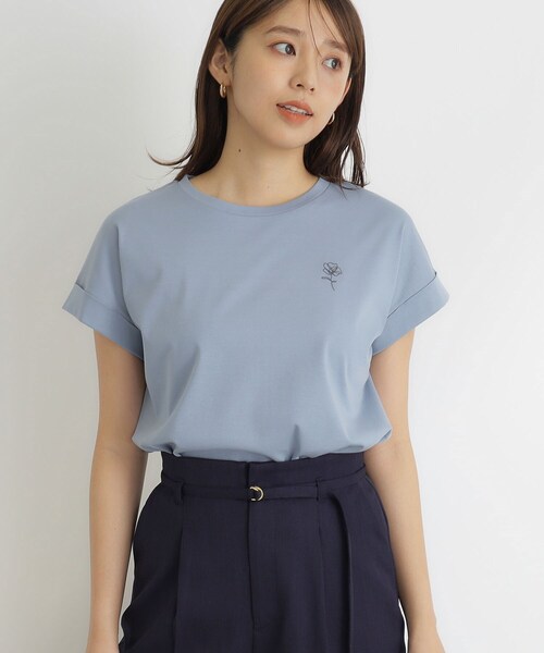 index(インデックス)の「◆《5color》UV ワンポイント刺繍デザインTシャツ【接触冷感/洗濯機洗い可】(Tシャツ/カットソー・レディース・ナチュラル/オフホワイト/ブラック/チャコールグレー/ライトブルー・36/38/40/42)」の22枚目の写真