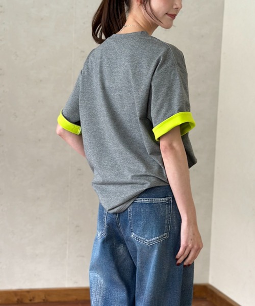 tシャツ 袖折返しシンプルTシャツ レディース セール】袖折り返しTシャツ（Tシャツ/カットソー）｜Per sist