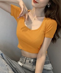 UネックカラーTシャツ