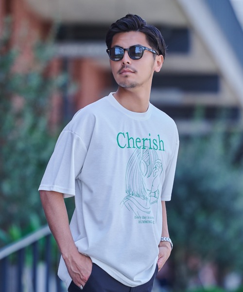 SILVER BULLET(シルバーバレット)の「『CavariA/キャバリア』イラストガール半袖Tシャツ(Tシャツ/カットソー・メンズ・チャコール/ミント/ホワイト・L/M)」の5枚目の写真