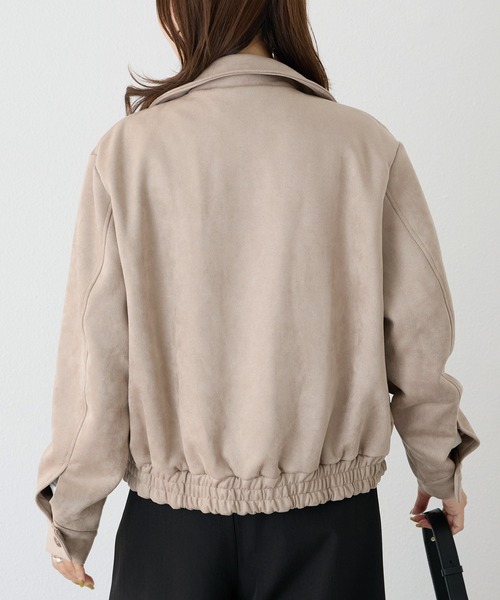 LAVEANGE(ラビアンジェ)の「【洗える】スエードロゴ刺繍ブルゾン(ブルゾン・レディース・ブラウン/ベージュ/ブルー・M/LL/3L/4L)」の16枚目の写真
