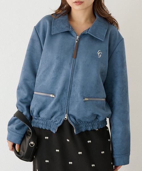 LAVEANGE(ラビアンジェ)の「【洗える】スエードロゴ刺繍ブルゾン(ブルゾン・レディース・ブラウン/ベージュ/ブルー・M/LL/3L/4L)」の22枚目の写真