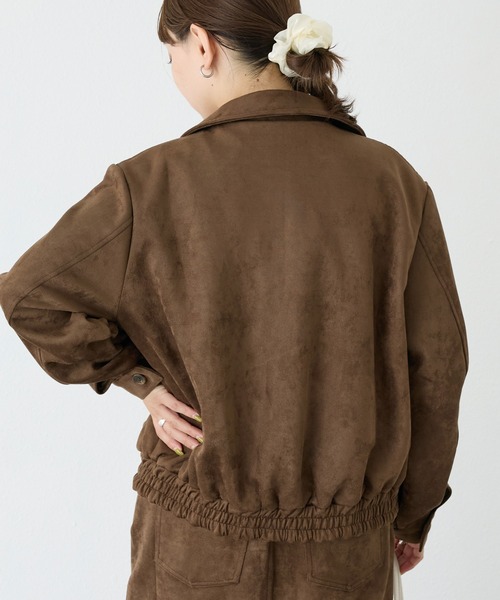 LAVEANGE(ラビアンジェ)の「【洗える】スエードロゴ刺繍ブルゾン(ブルゾン・レディース・ブラウン/ベージュ/ブルー・M/LL/3L/4L)」の7枚目の写真