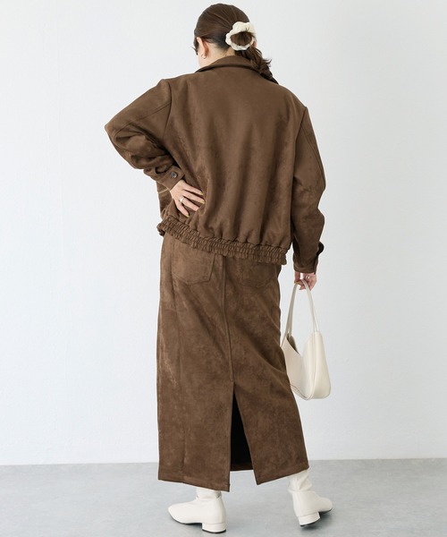 LAVEANGE(ラビアンジェ)の「【洗える】スエードロゴ刺繍ブルゾン(ブルゾン・レディース・ブラウン/ベージュ/ブルー・M/LL/3L/4L)」の12枚目の写真