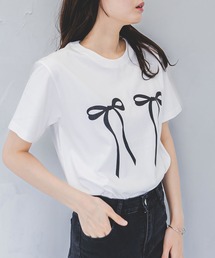 リボンプリントオーバーサイズTシャツ