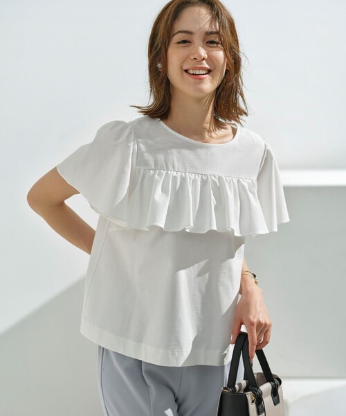 組曲(クミキョク)の「ツイルジャジー フリルカットソー(Tシャツ/カットソー・レディース・ブラック系/ライトグレー系/アイボリー系・2/3)」の3枚目の写真