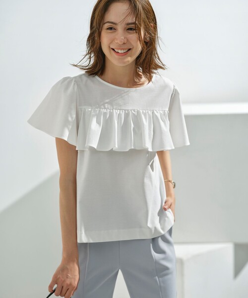 組曲(クミキョク)の「ツイルジャジー フリルカットソー(Tシャツ/カットソー・レディース・ブラック系/ライトグレー系/アイボリー系・2/3)」の5枚目の写真