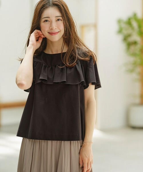 組曲(クミキョク)の「ツイルジャジー フリルカットソー(Tシャツ/カットソー・レディース・ブラック系/ライトグレー系/アイボリー系・2/3)」の14枚目の写真