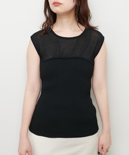 natural couture（ナチュラルクチュール）の「ビスチェ風シアーノースリニット（キャミソール・レディース・アイボリー/ブラック/ラベンダー/ピンク・FREE）」の11枚目の写真