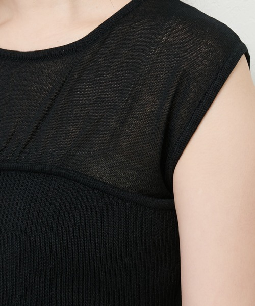 natural couture（ナチュラルクチュール）の「ビスチェ風シアーノースリニット（キャミソール・レディース・アイボリー/ブラック/ラベンダー/ピンク・FREE）」の6枚目の写真