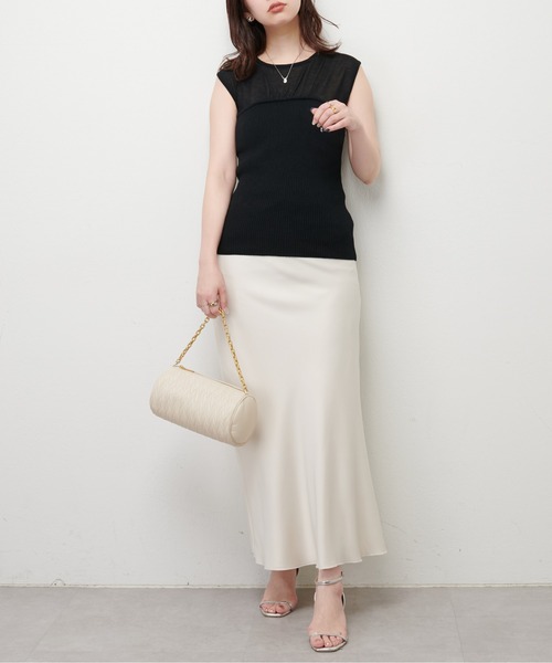 natural couture（ナチュラルクチュール）の「ビスチェ風シアーノースリニット（キャミソール・レディース・アイボリー/ブラック/ラベンダー/ピンク・FREE）」の14枚目の写真