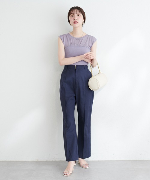 natural couture（ナチュラルクチュール）の「ビスチェ風シアーノースリニット（キャミソール・レディース・アイボリー/ブラック/ラベンダー/ピンク・FREE）」の18枚目の写真