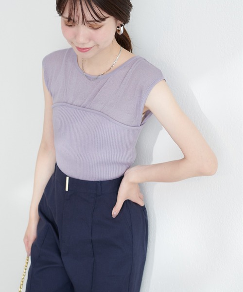 natural couture（ナチュラルクチュール）の「ビスチェ風シアーノースリニット（キャミソール・レディース・アイボリー/ブラック/ラベンダー/ピンク・FREE）」の17枚目の写真