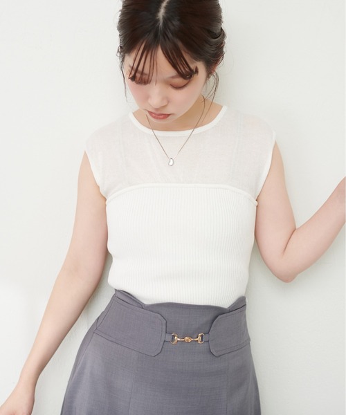 natural couture（ナチュラルクチュール）の「ビスチェ風シアーノースリニット（キャミソール・レディース・アイボリー/ブラック/ラベンダー/ピンク・FREE）」の20枚目の写真