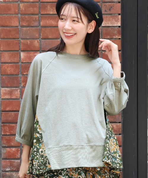 チチカカ(チチカカ)の「オトミプリントコンビプルオーバー(Tシャツ/カットソー・レディース・ブラック/グレー・FREE)」の5枚目の写真