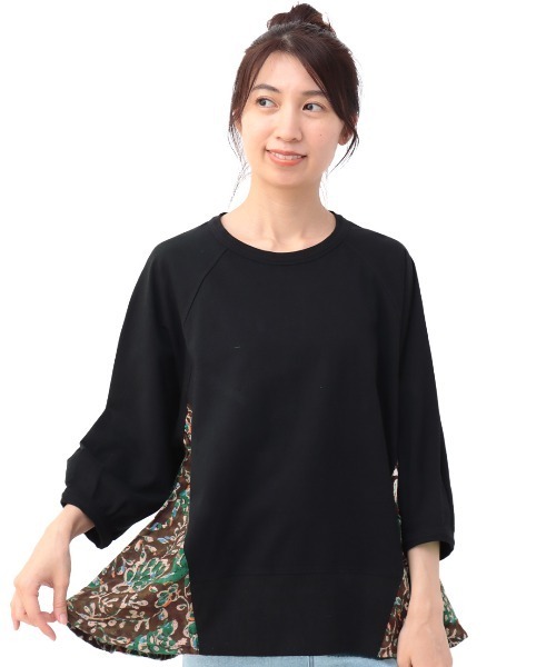 チチカカ(チチカカ)の「オトミプリントコンビプルオーバー(Tシャツ/カットソー・レディース・ブラック/グレー・FREE)」の6枚目の写真