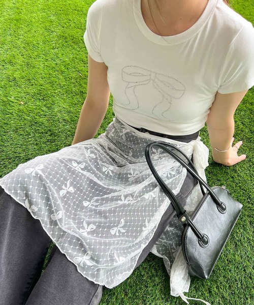 frunco(フランコ)の「リボンラインストーンクロップドTシャツ(Tシャツ/カットソー・レディース・ホワイト・MEDIUM)」の19枚目の写真