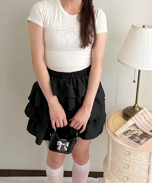 frunco(フランコ)の「リボンラインストーンクロップドTシャツ(Tシャツ/カットソー・レディース・ホワイト・MEDIUM)」の12枚目の写真