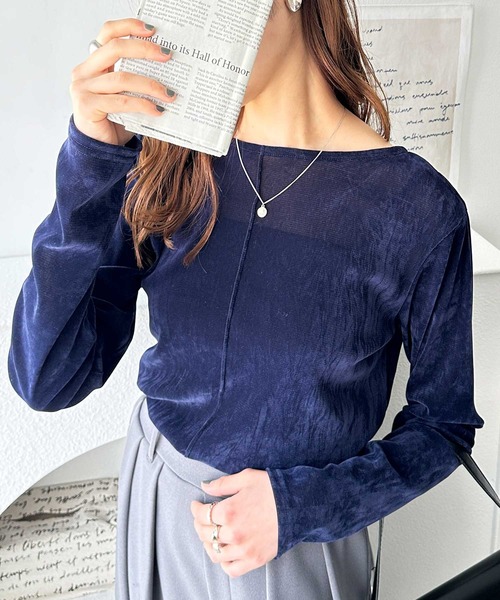 セール】前後2WAYメッシュベロアカットソー（Tシャツ/カットソー