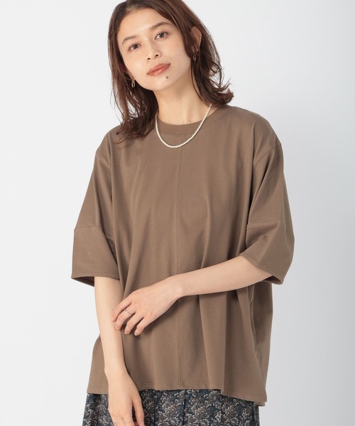 studio CLIP（スタディオクリップ）の「【接触冷感/紫外線防止】ニットリブコクーン袖プルオーバー（Tシャツ/カットソー・レディース・オフホワイト/ライトブラウン/スモーク/レッド・FREE）」の3枚目の写真