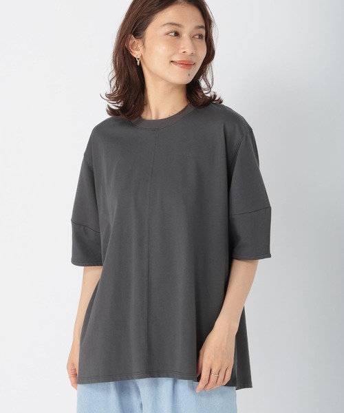 studio CLIP（スタディオクリップ）の「【接触冷感/紫外線防止】ニットリブコクーン袖プルオーバー（Tシャツ/カットソー・レディース・オフホワイト/ライトブラウン/スモーク/レッド・FREE）」の8枚目の写真