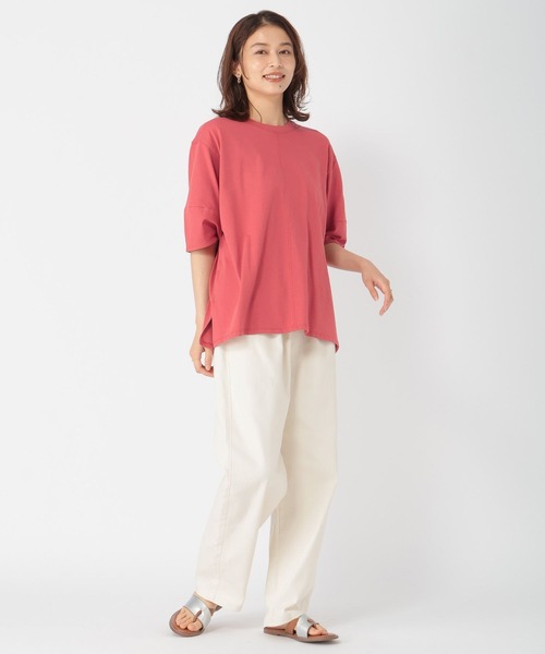 studio CLIP（スタディオクリップ）の「【接触冷感/紫外線防止】ニットリブコクーン袖プルオーバー（Tシャツ/カットソー・レディース・オフホワイト/ライトブラウン/スモーク/レッド・FREE）」の9枚目の写真