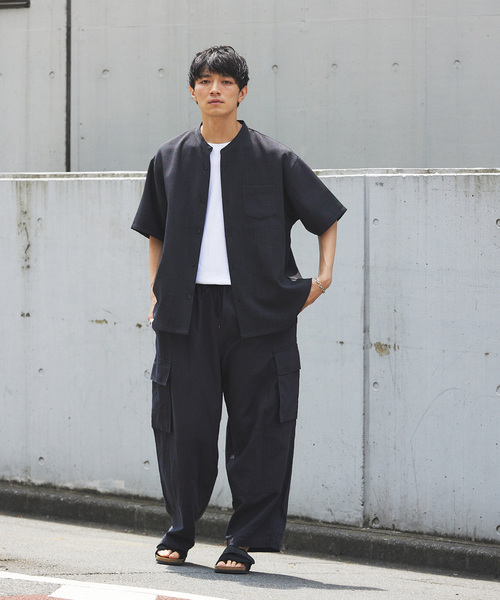 JOURNAL STANDARD relume（ジャーナルスタンダード　レリューム）の「"吸水速乾" TECH DRY バンドカラー 半袖シャツ（シャツ/ブラウス・メンズ・ブラック/アイボリー/オリーブ/クリアブルー・SMALL/MEDIUM/LARGE）」の20枚目の写真