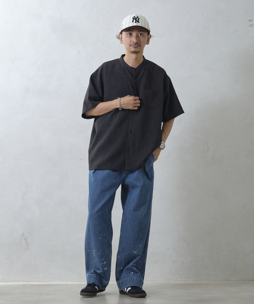 JOURNAL STANDARD relume（ジャーナルスタンダード　レリューム）の「"吸水速乾" TECH DRY バンドカラー 半袖シャツ（シャツ/ブラウス・メンズ・ブラック/アイボリー/オリーブ/クリアブルー・SMALL/MEDIUM/LARGE）」の21枚目の写真